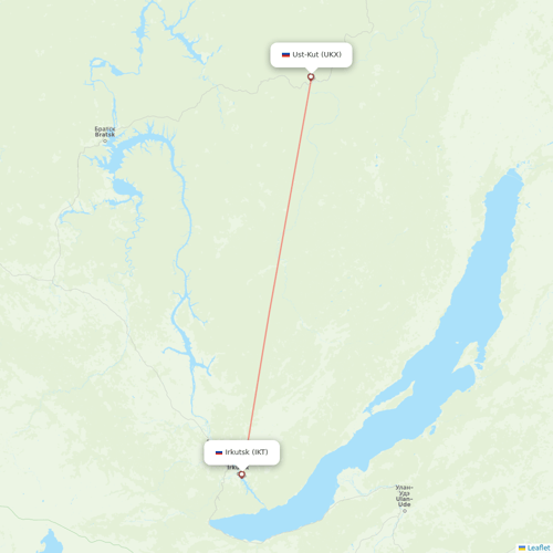 UTair flights between Ust-Kut and Irkutsk
