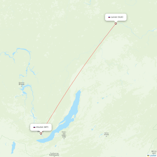 IrAero flights between Lensk and Irkutsk