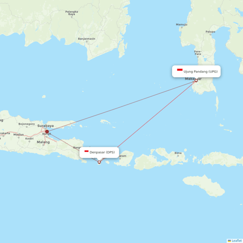 Sriwijaya Air flights between Ujung Pandang and Denpasar