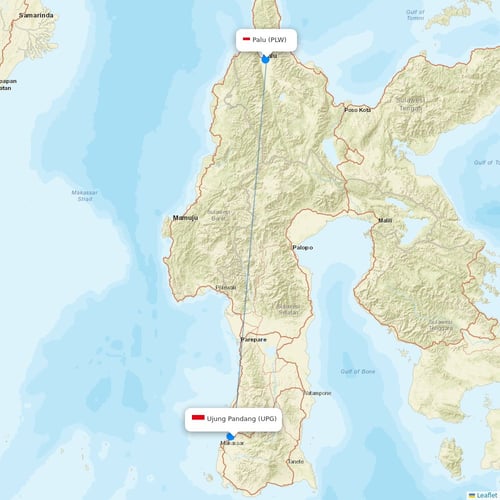 Lion Air flights between Ujung Pandang and Palu