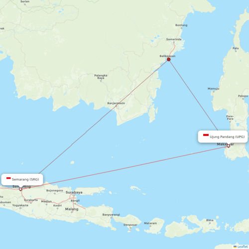 Sriwijaya Air flights between Ujung Pandang and Semarang