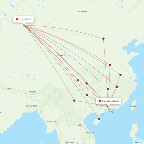 Urumqi Airlines flights between Urumqi and Guangzhou