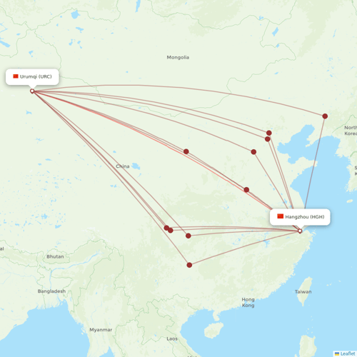 Beijing Capital Airlines flights between Urumqi and Hangzhou
