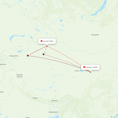 Urumqi Airlines flights between Urumqi and Lanzhou