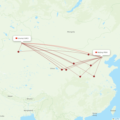 Air China flights between Urumqi and Beijing