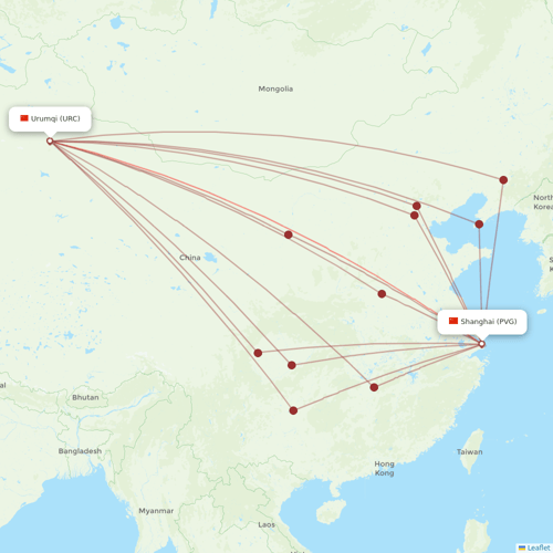 Urumqi Airlines flights between Urumqi and Shanghai