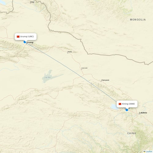 Tianjin Airlines flights between Urumqi and Xining