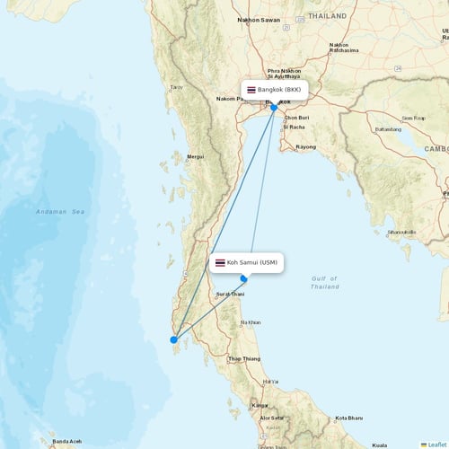 Bangkok Airways flights between Koh Samui and Bangkok