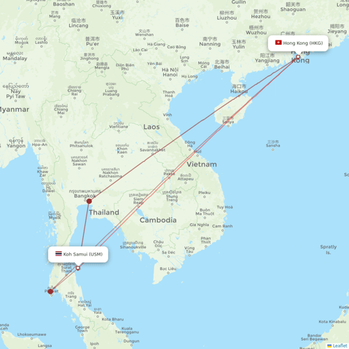 Bangkok Airways flights between Koh Samui and Hong Kong