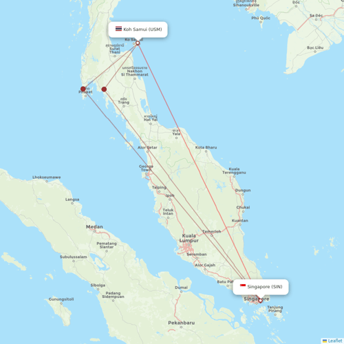 Bangkok Airways flights between Koh Samui and Singapore