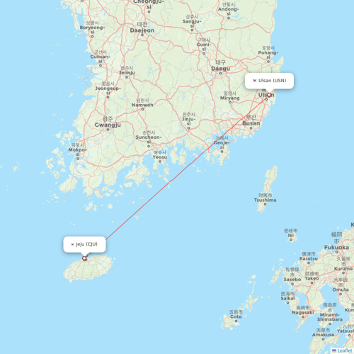 Jin Air flights between Ulsan and Jeju