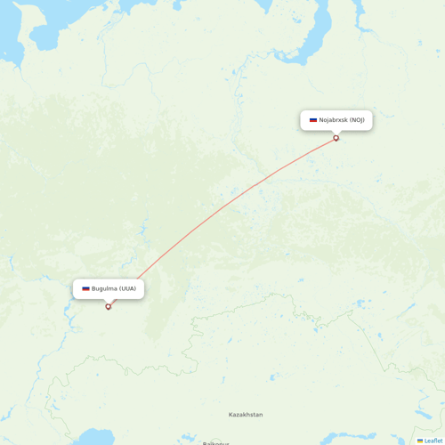 UVT Aero flights between Bugulma and Nojabrxsk