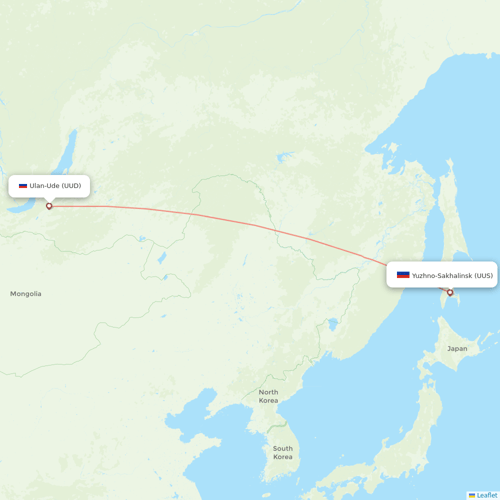 IrAero flights between Ulan-Ude and Yuzhno-Sakhalinsk
