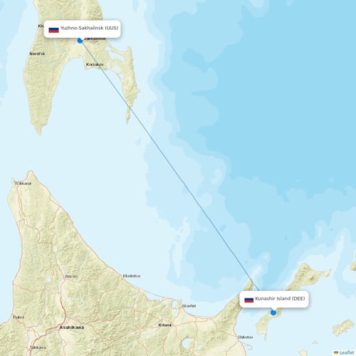 Aurora flights between Yuzhno-Sakhalinsk and Kunashir Island