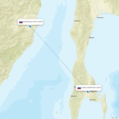 Aurora flights between Yuzhno-Sakhalinsk and Sovetskaya Gavan