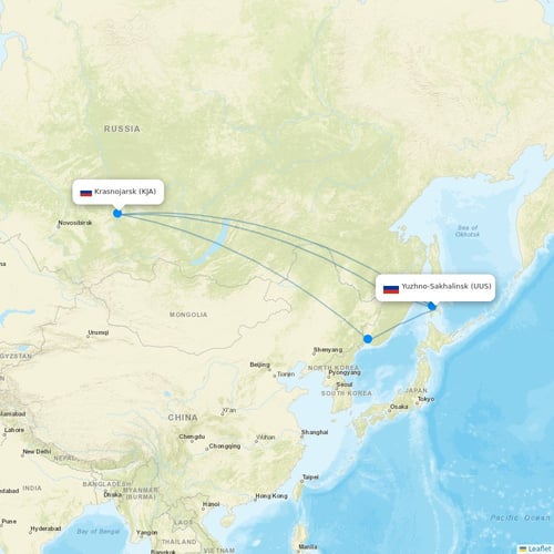 Aurora flights between Yuzhno-Sakhalinsk and Krasnojarsk