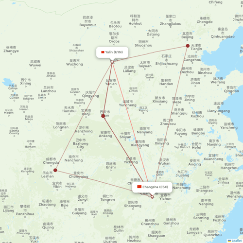 Guangxi Beibu Gulf Airlines flights between Yulin and Changsha