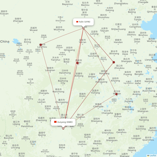 Joy Air flights between Yulin and Guiyang