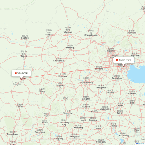 Joy Air flights between Yulin and Tianjin