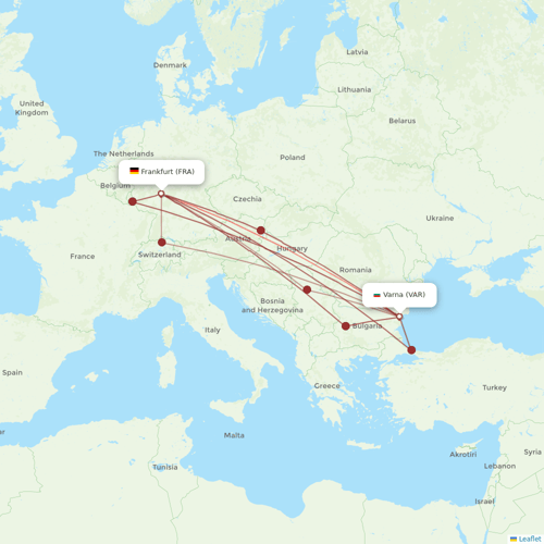 Bulgaria Air flights between Varna and Frankfurt