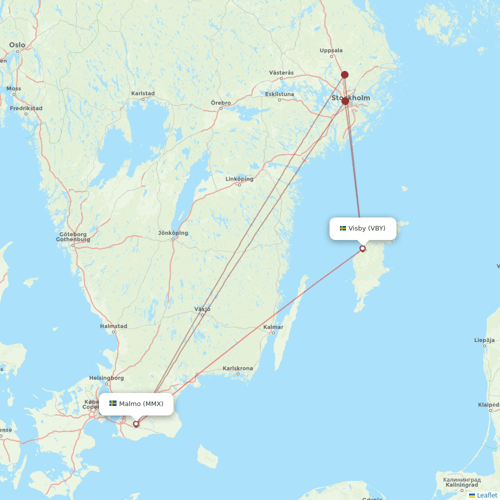 Braathens Regional Airlines flights between Visby and Malmo