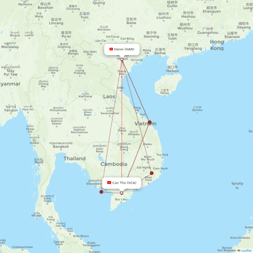 VietJet Air flights between Can Tho and Hanoi
