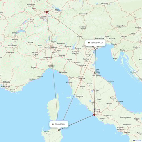 Volotea flights between Venice and Olbia