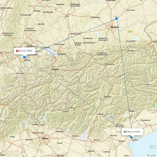 SWISS flights between Venice and Zurich