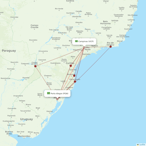 Azul flights between Campinas and Porto Alegre
