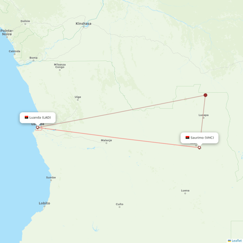 TAAG flights between Saurimo and Luanda