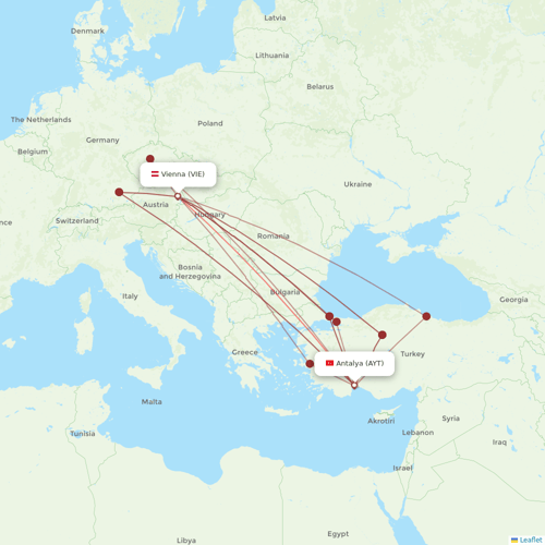 Corendon Airlines flights between Vienna and Antalya