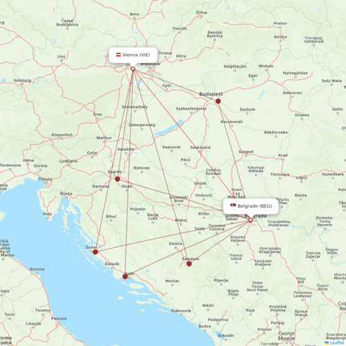 Air Serbia flights between Vienna and Belgrade