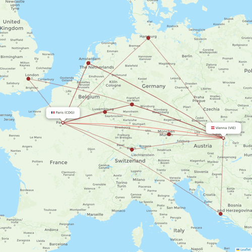 Austrian flights between Vienna and Paris