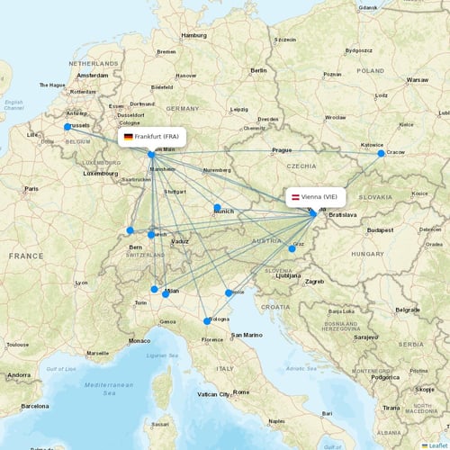 Condor flights between Vienna and Frankfurt