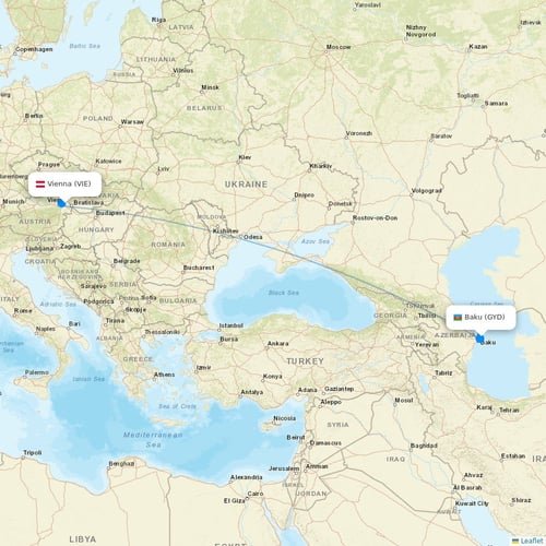AZAL Azerbaijan Airlines flights between Vienna and Baku