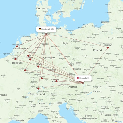 Eurowings flights between Vienna and Hamburg