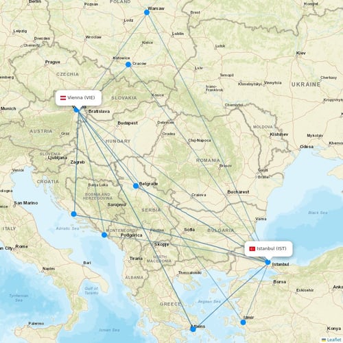 Turkish Airlines flights between Vienna and Istanbul