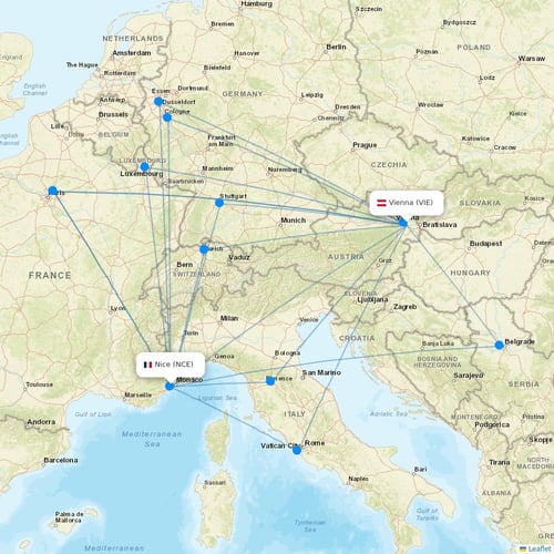 Austrian flights between Vienna and Nice
