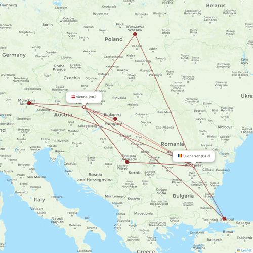 Austrian flights between Vienna and Bucharest