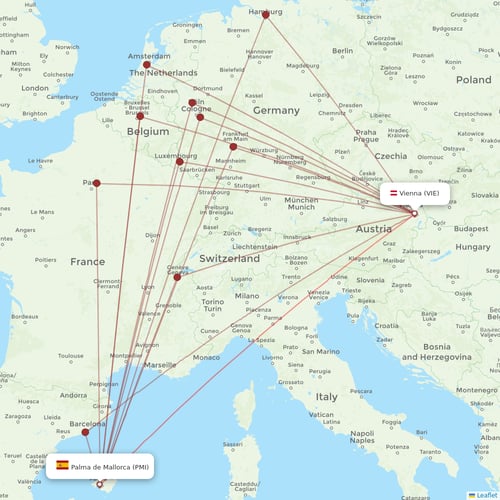 Ryanair flights between Vienna and Palma de Mallorca