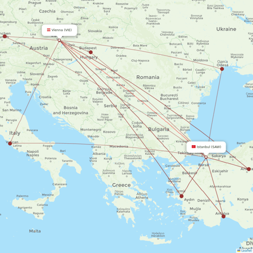Pegasus flights between Vienna and Istanbul