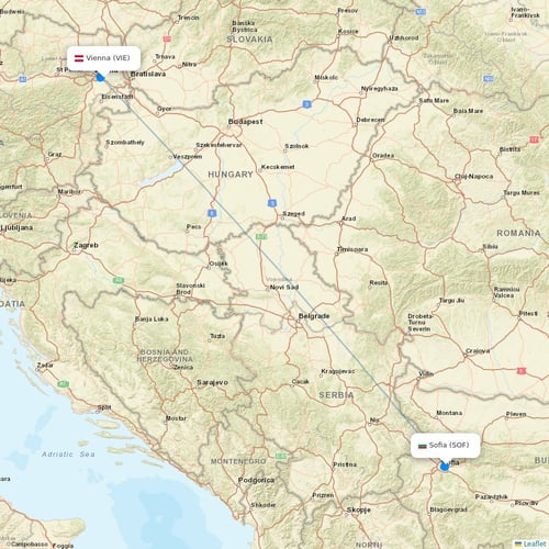 Austrian flights between Vienna and Sofia