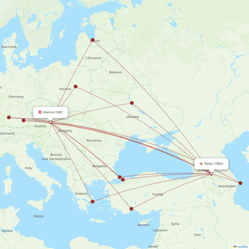 Georgian Airways flights between Vienna and Tbilisi