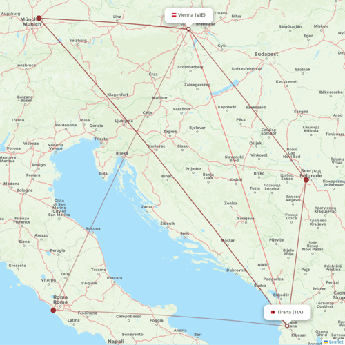 Austrian flights between Vienna and Tirana
