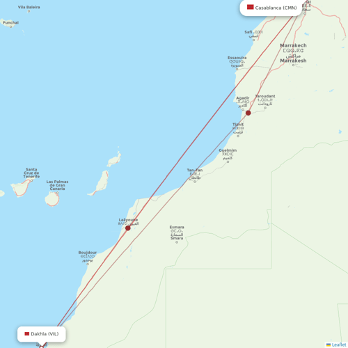 Royal Air Maroc flights between Dakhla and Casablanca