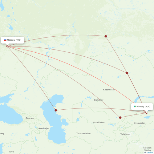 SCAT Airlines flights between Moscow and Almaty