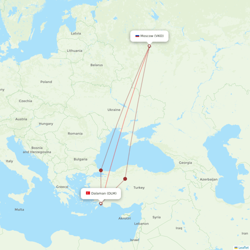 AZUR air flights between Moscow and Dalaman