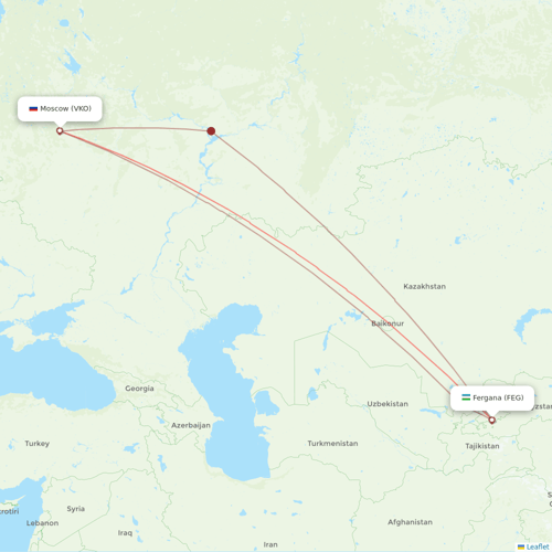 Taban Airlines flights between Moscow and Fergana