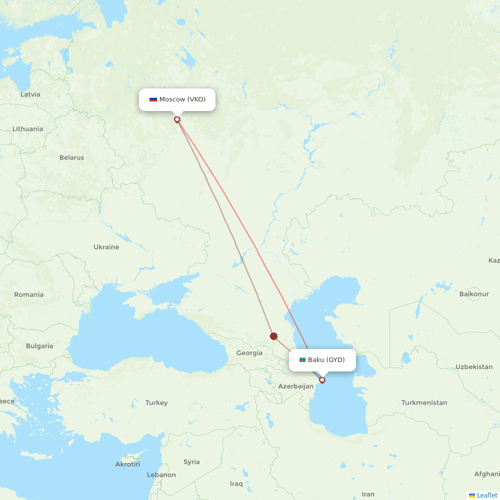 UTair flights between Moscow and Baku