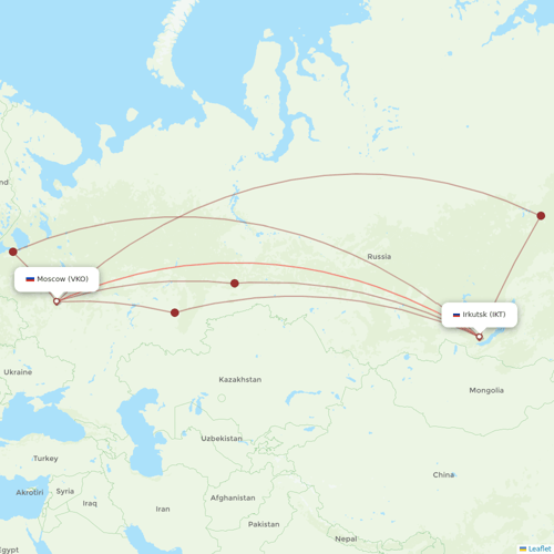 Pobeda flights between Moscow and Irkutsk